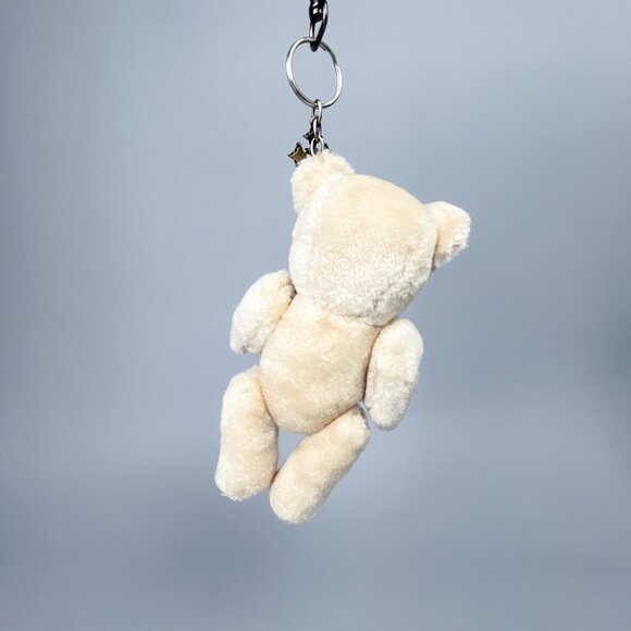Teddy Bear Bag Charm | Upcycled Mini Stuffed Jointed Bear Toy Keychain, Cross - Picture 10 of 11